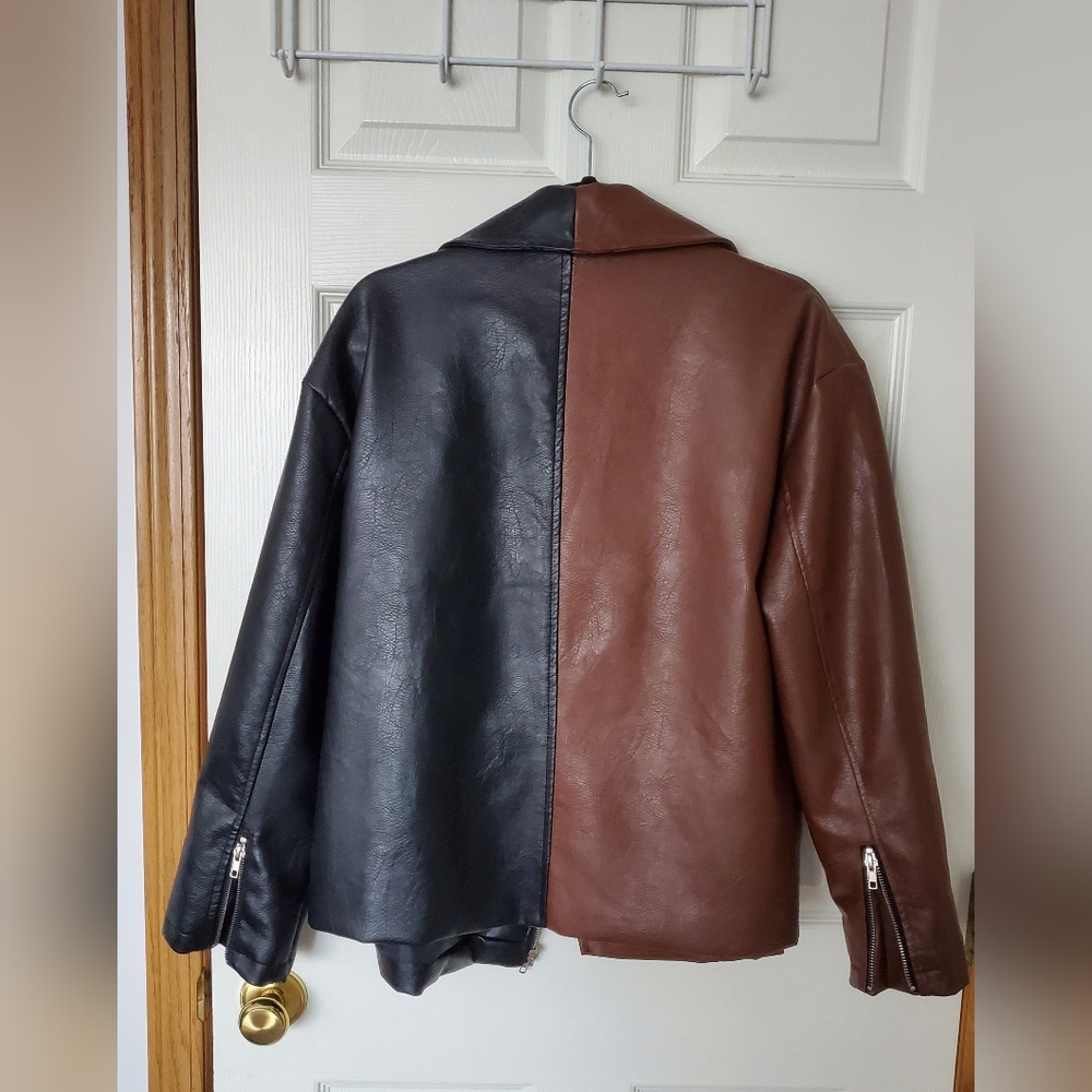 Forever 21 Colorblock Leather Jacket - Picture 3 of 5